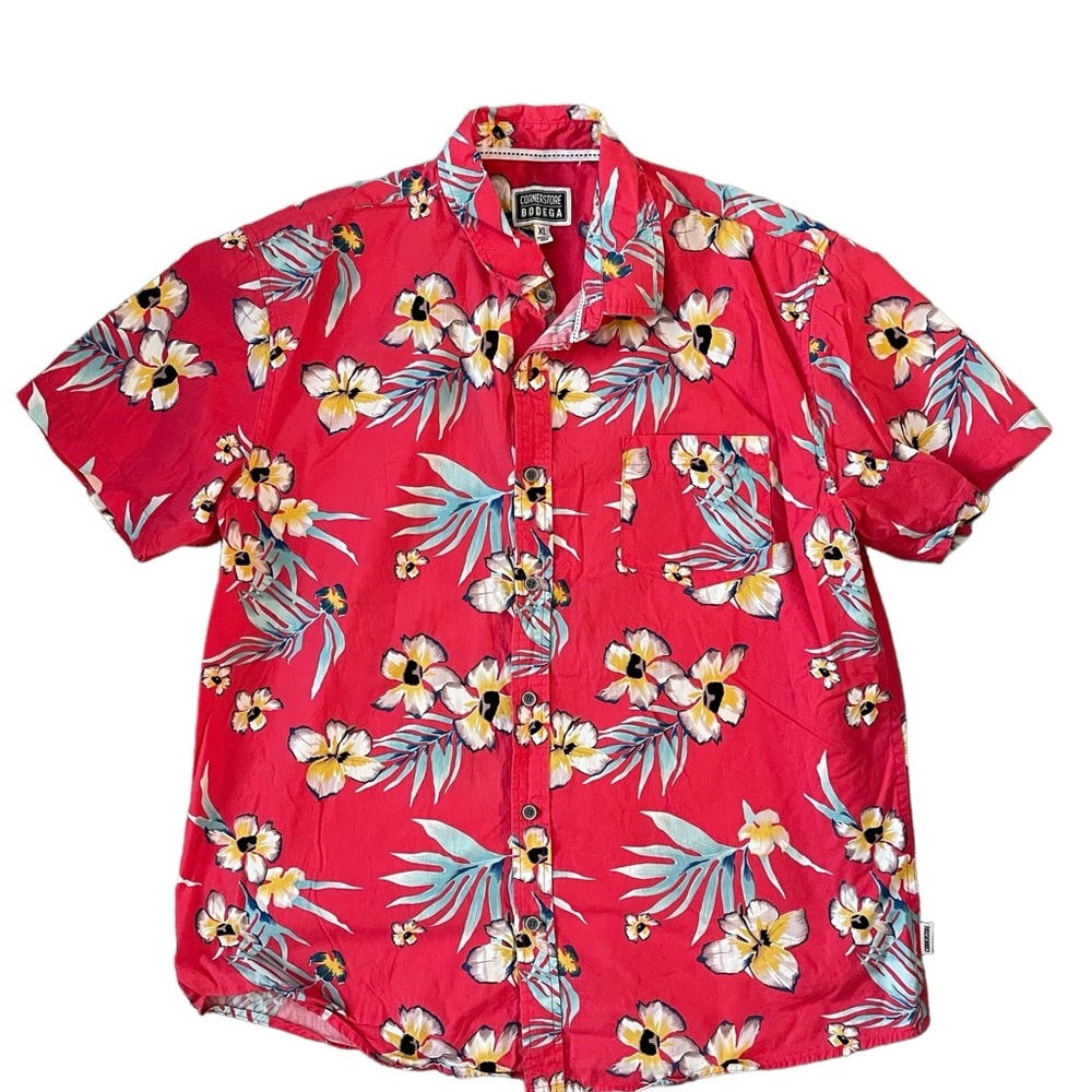 Corner store Bodega Red Hawaiian Shirt Size XL